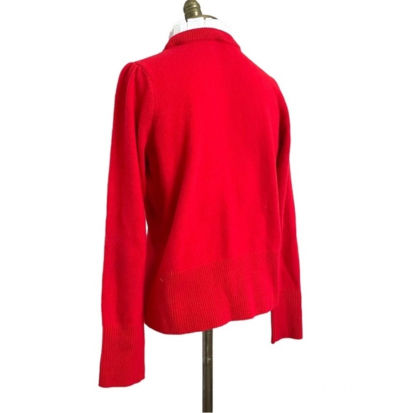 Sandro Red 100% Wool Lézard Sweater w/ Silk Bow - 3/M 🇫🇷 - Picture 10 of 14